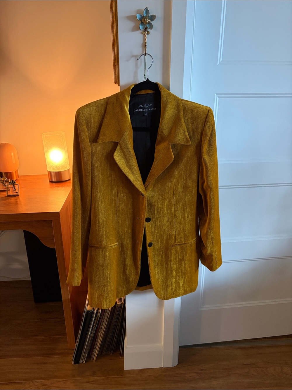 Women's Mustard Velvet Notch-Lapel Blazer